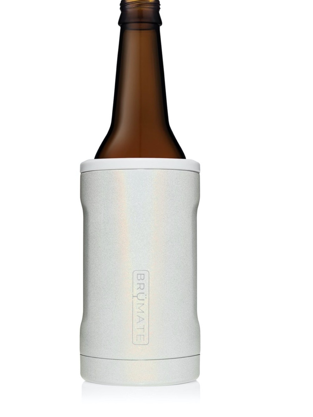 BrüMate Hoppy 12oz Beer Can & Bottle Insulator - Glittery White